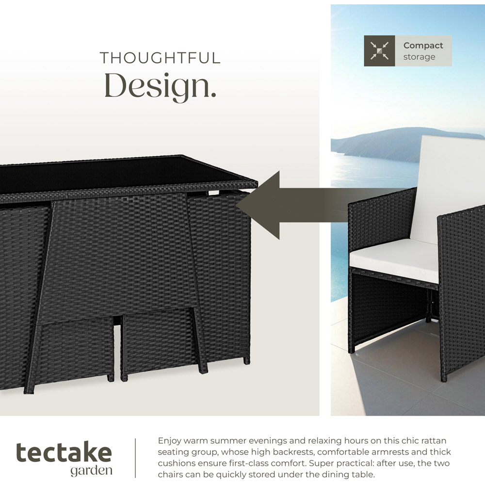 tectake Lausanne 2 Seater Rattan Garden Bistro Set Black Image 4