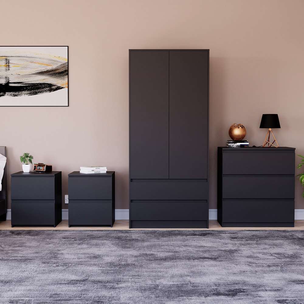 Vida Designs Denver Black 4 Piece Bedroom Furniture Set Image 2