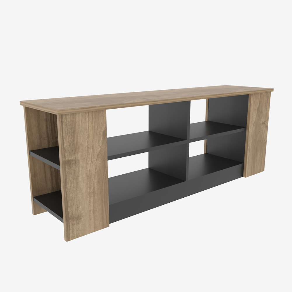 Decorotika Space 8 Shelf Walnut and Black TV Unit Image 2