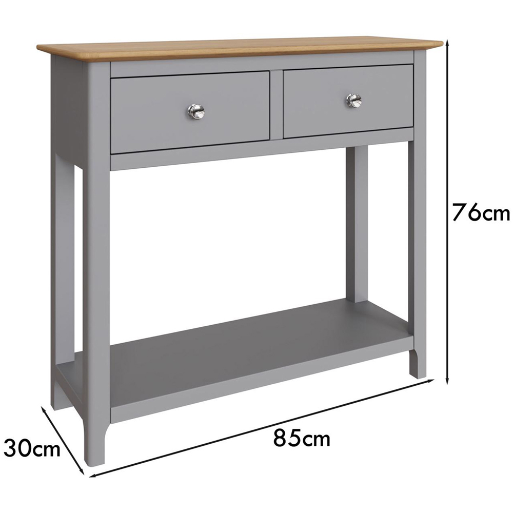 FWStyle Taberno 2 Drawer Dove Grey Hallway Console Table Image 7