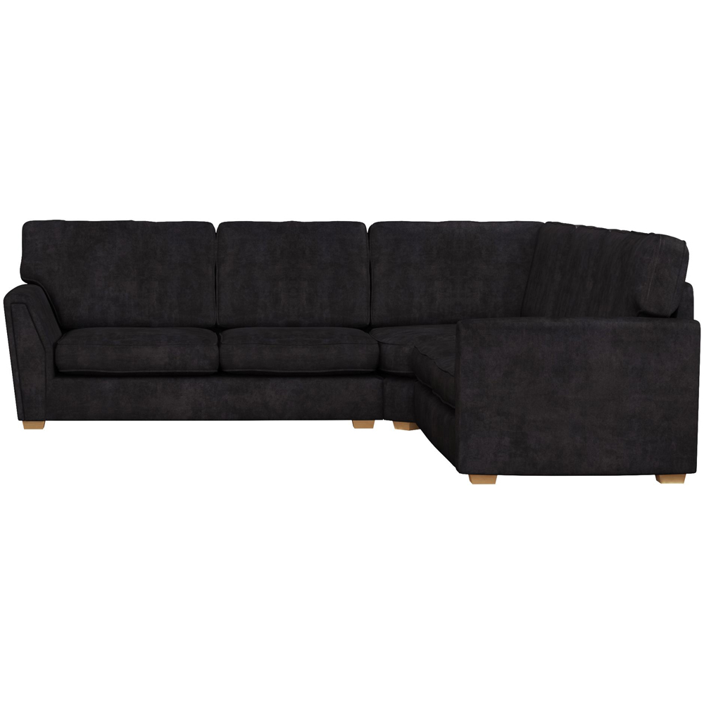 Wendleberry 4 Seater Ebony Plush Velvet Fixed Back Corner Sofa Image 3