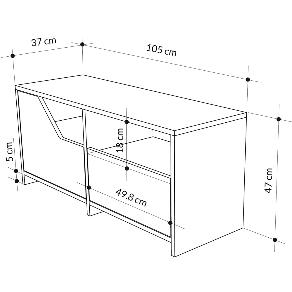 Decortie Nexus 2 Door Single Shelf Oak White Shoe Cabinet Image 7