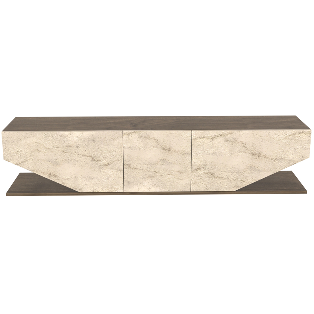 Decorotika Pearl 3 Door Walnut and Traverter Modern TV Unit Image 2