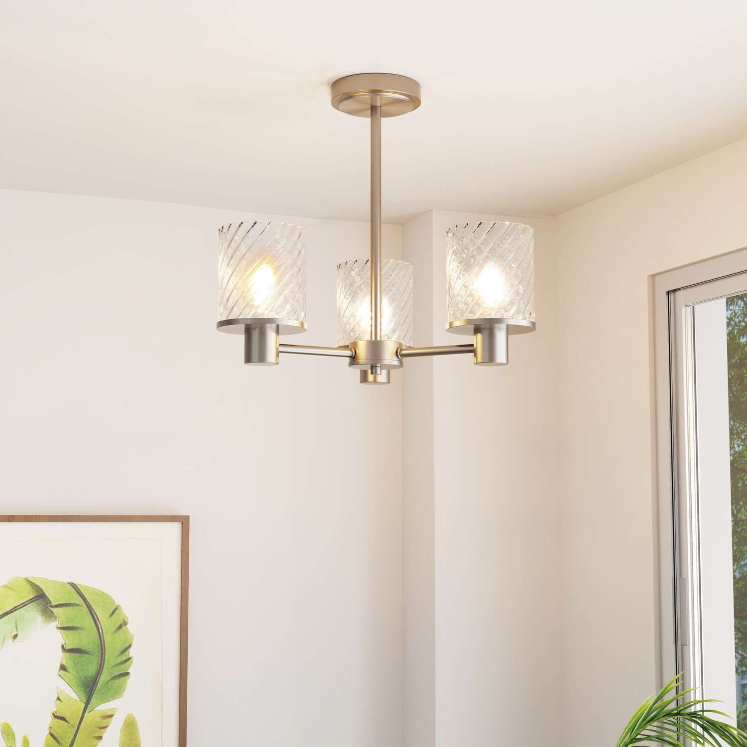 Maven 3 Arm Flush Ceiling Fitting Brushed Nickel Image 3