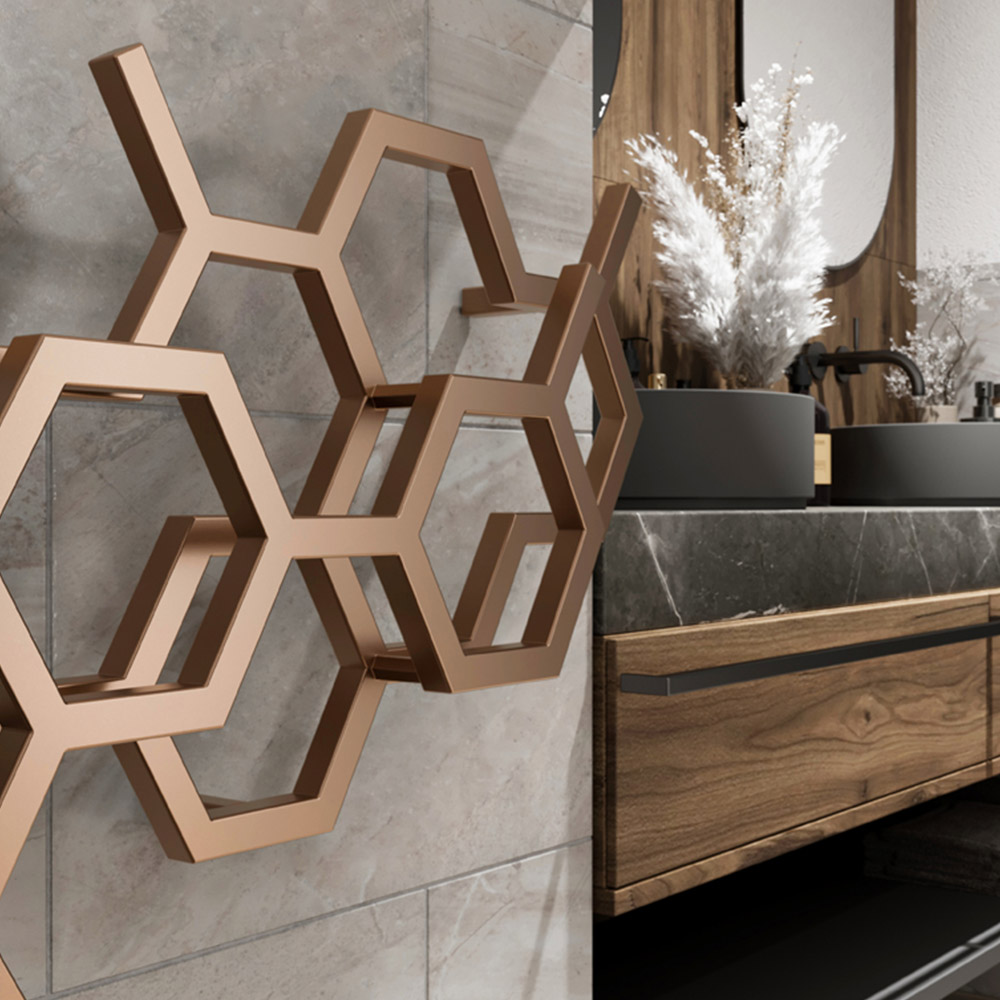 Terma Hex 1081 BTU Bright Copper Radiator 502 x 1126mm Image 6