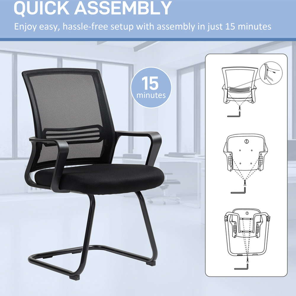 Portland Black Mesh Office Chair with Sled Base Image 7