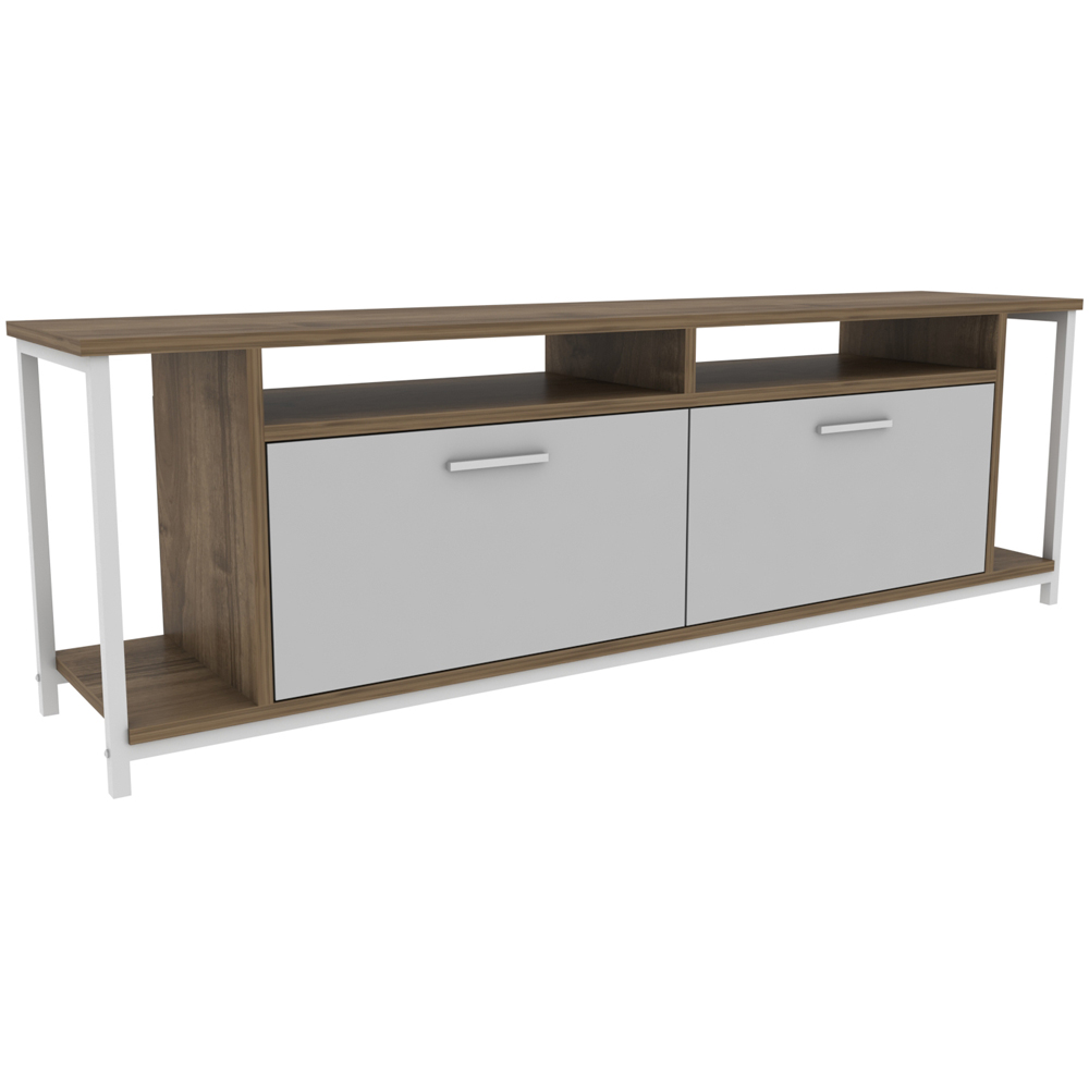 Decorotika Omar 2 Door 4 Shelf Walnut and White TV Unit Image 2