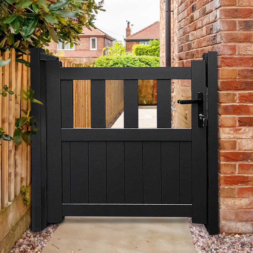Readymade Gates Black Aluminium Vertical Mix Infill Pedestrian Gate 1400 x 1100mm Image 2