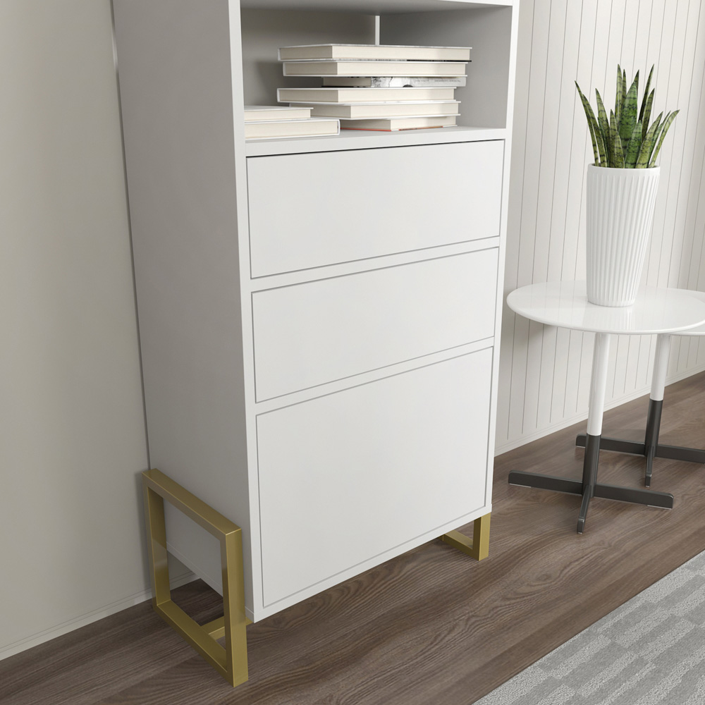 Decorotika Utopie 3 Door 2 Shelf White Modern Bookshelf Image 8