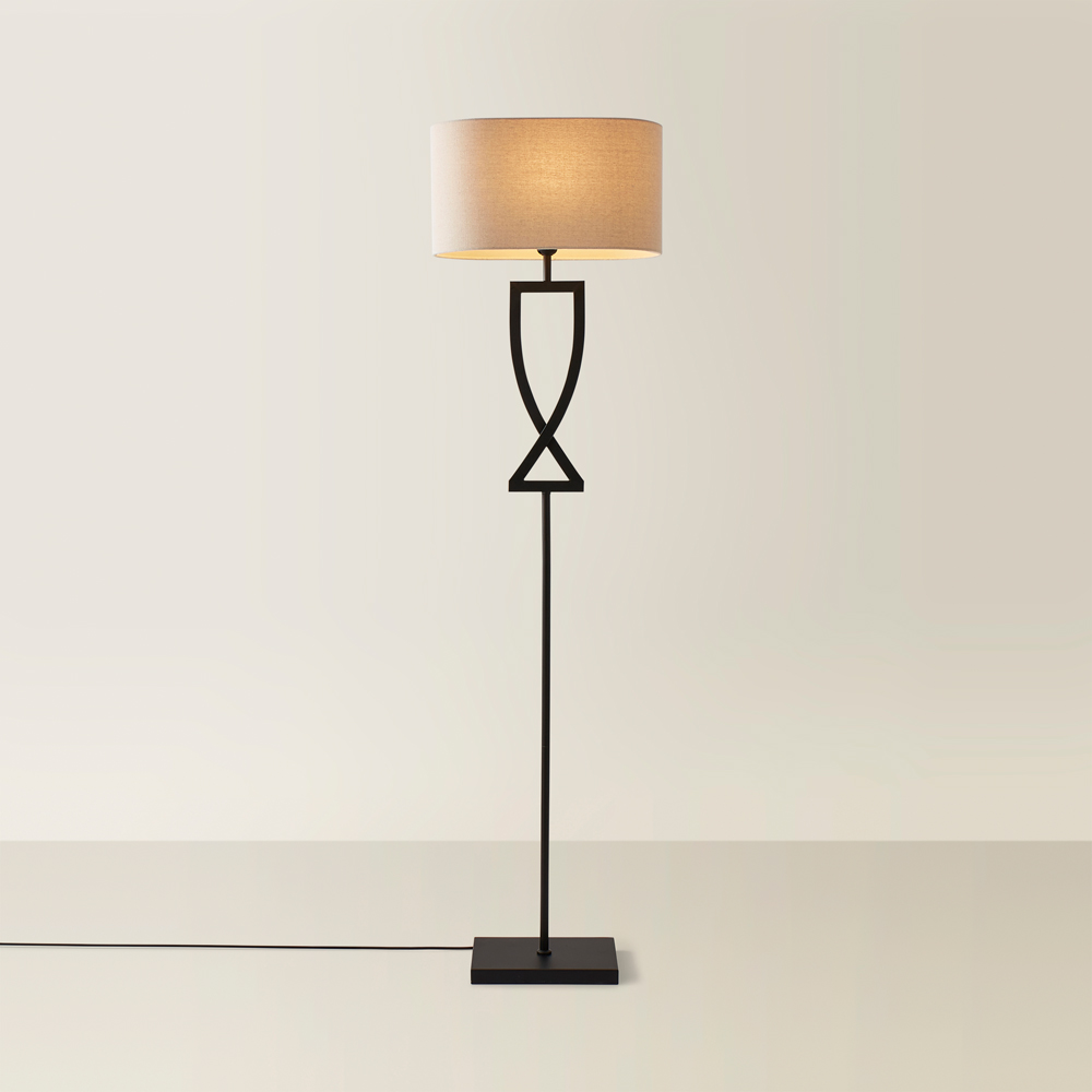 ValueLights Katniss Crossover Black and Natural Shade Metal LED Floor Lamp Image 3