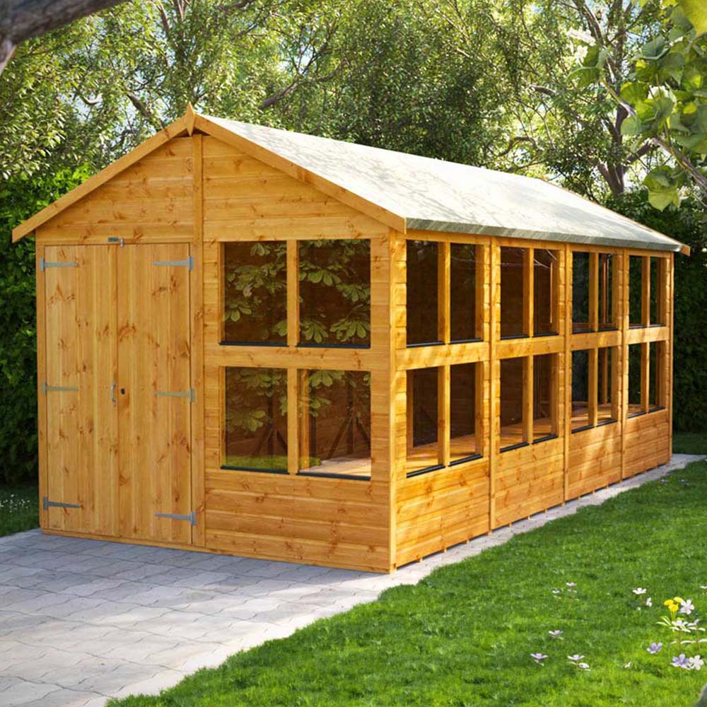 Power 16 x 8ft Apex Potting Shed with Double Doors Image 2