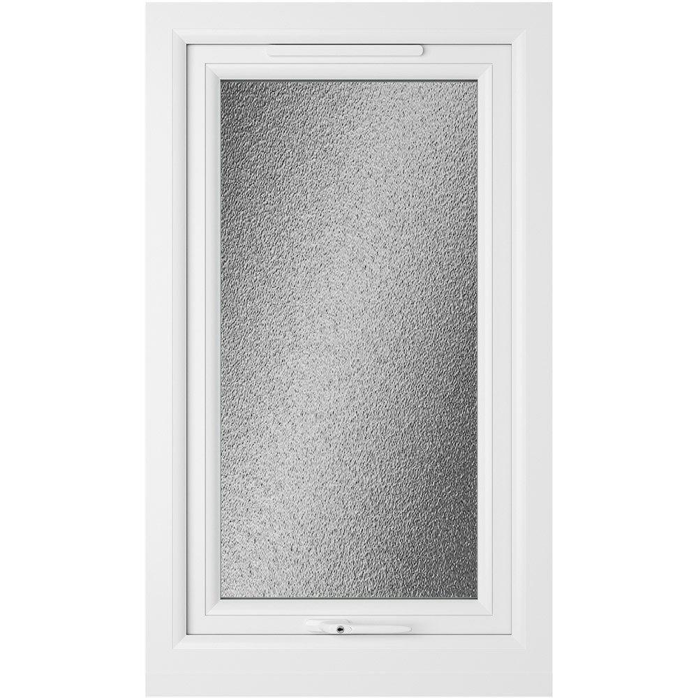 Crystal uPVC Double Glazed Window Top Hung Opener Grey White Obscure Glass 610x1040mm Image 2