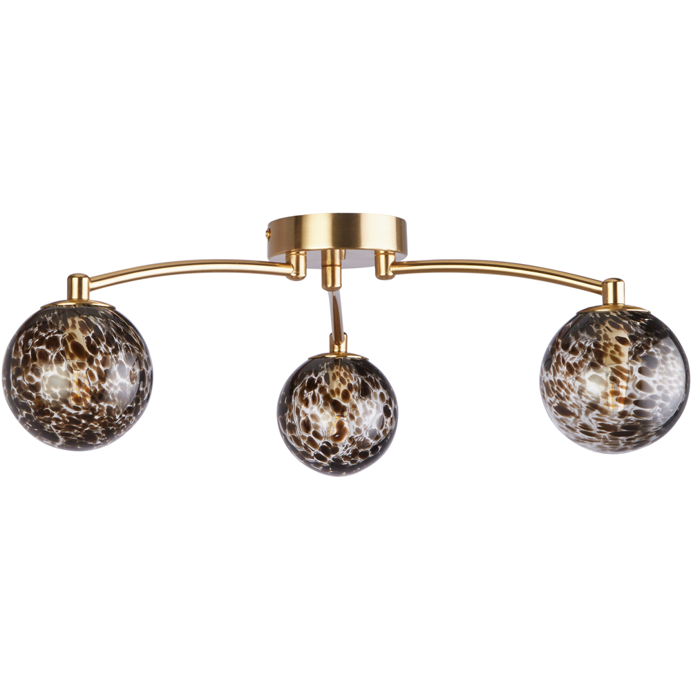 Lighting Collection 3 Light Tortoise Glass Flush Ceiling Light Image 1