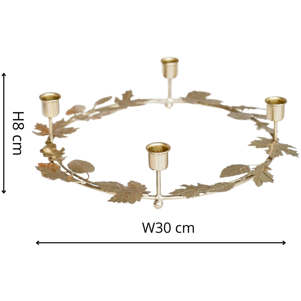 Ivyline Gold Autumn Wreath Round Candle Holder Centrepiece Image 4