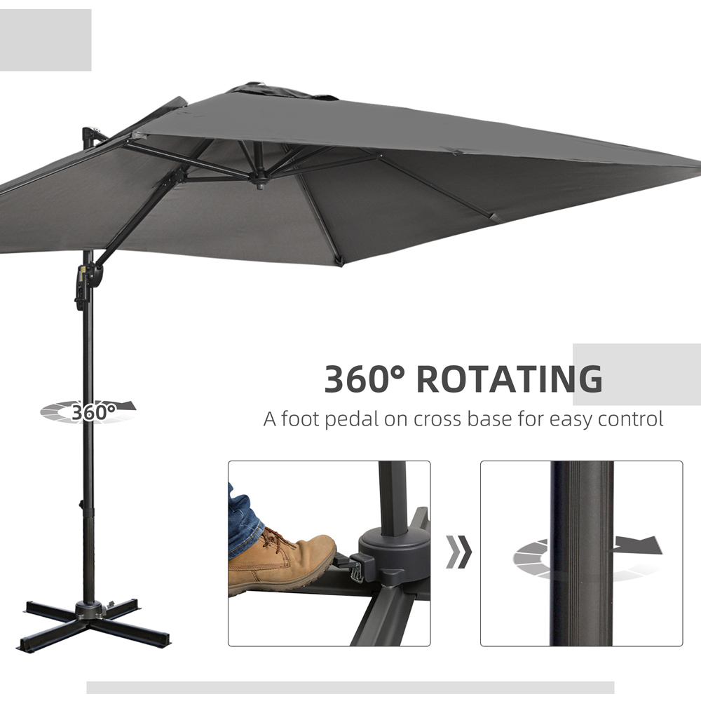 Outsunny Dark Grey Cantilever Paraso with Cross Base 2.7 x 2.7m Image 8