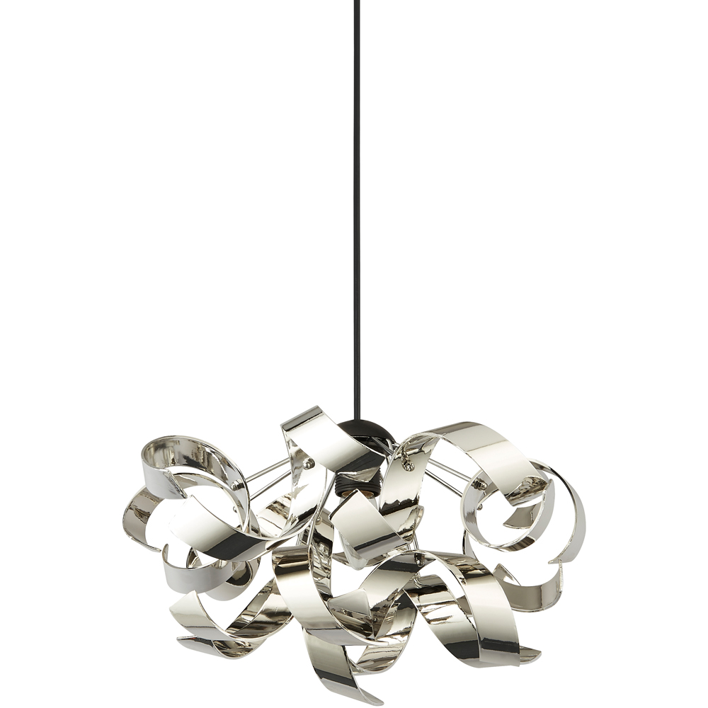 Lighting Collection Chrome Curl Easy Fit Pendant Shade Image 1