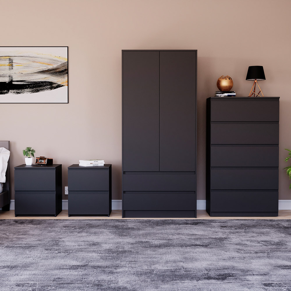 Vida Designs Denver Black 4 Piece Bedroom Furniture Set Image 2