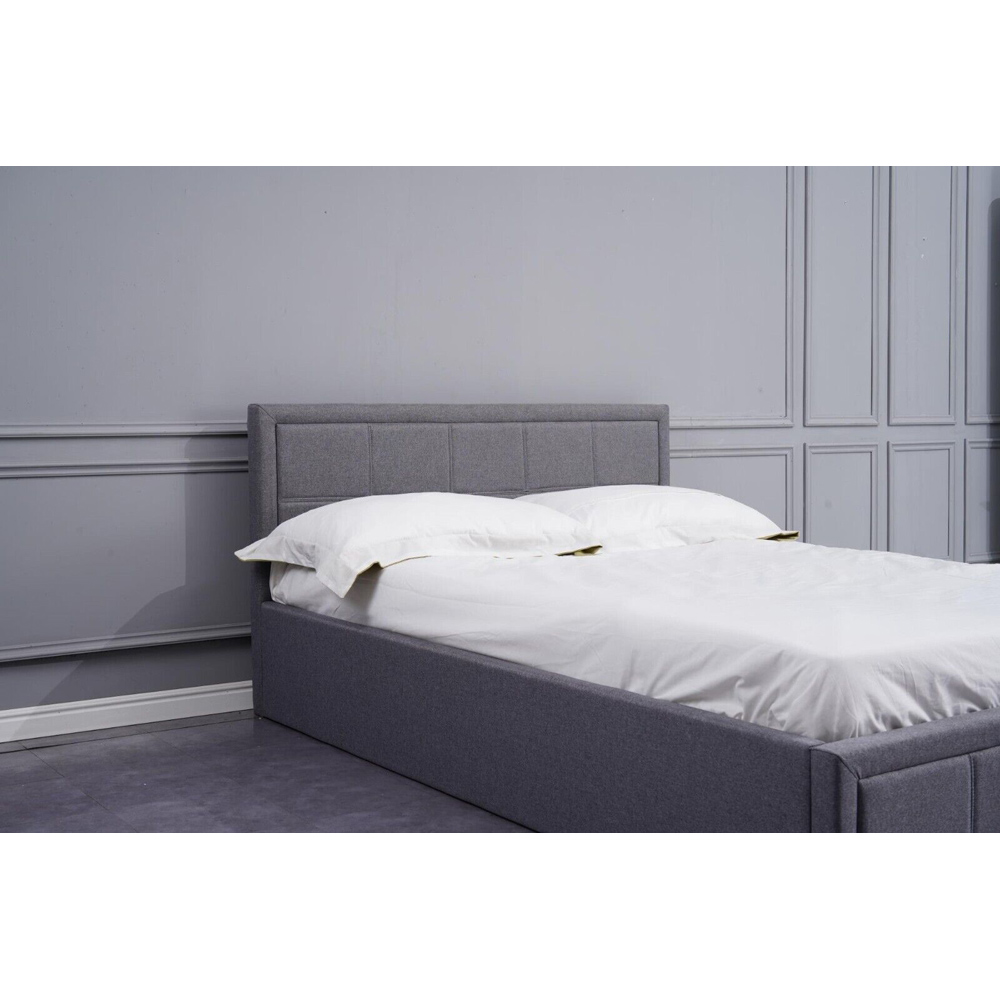 Portland Single Grey Fabric Ottoman Bed with Mattress Image 3