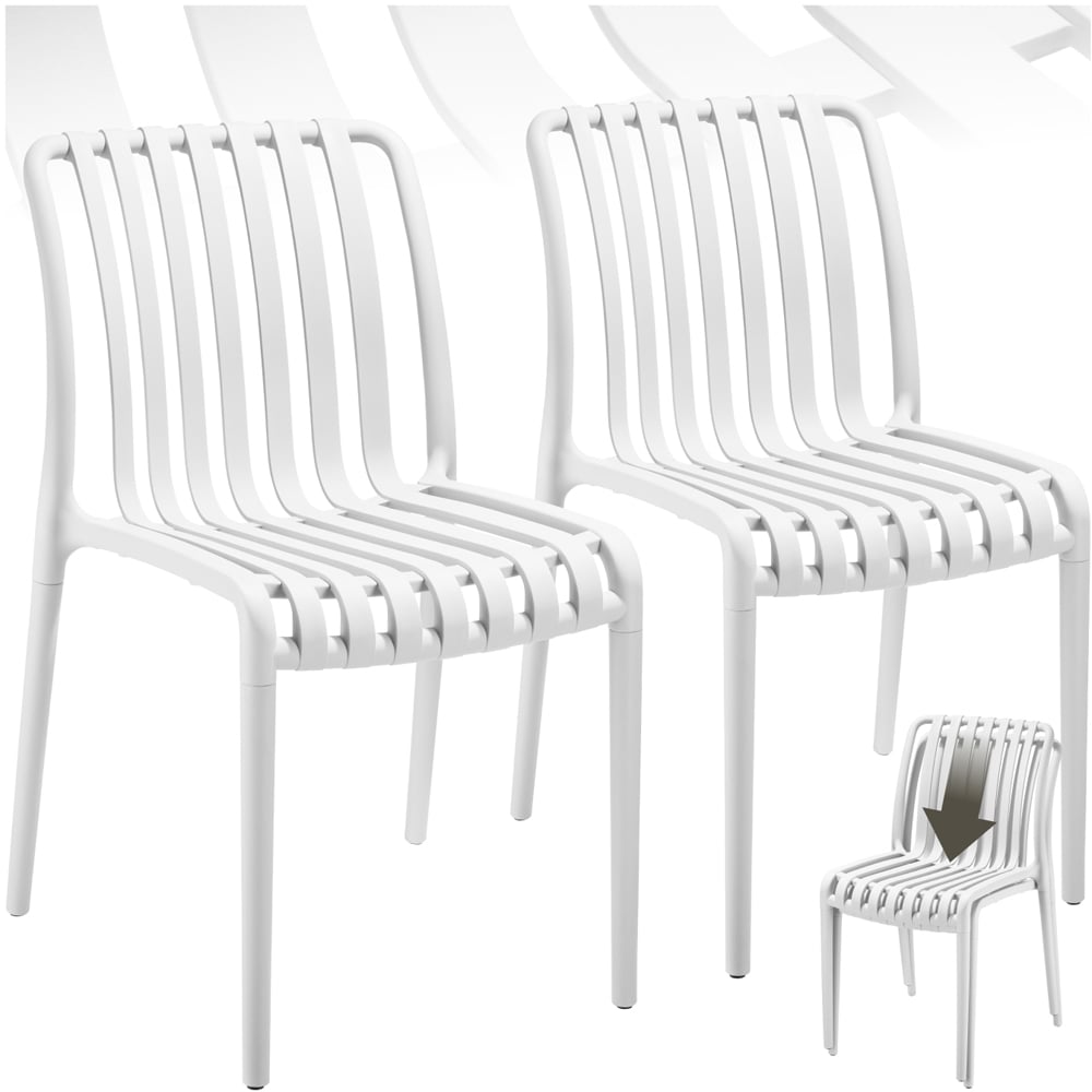 tectake Alcudia Set of 2 White Stackable Garden Chair Image 2