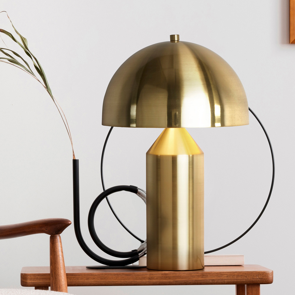 Lighting Collection Satin Brass Dome Table Lamp Image 2