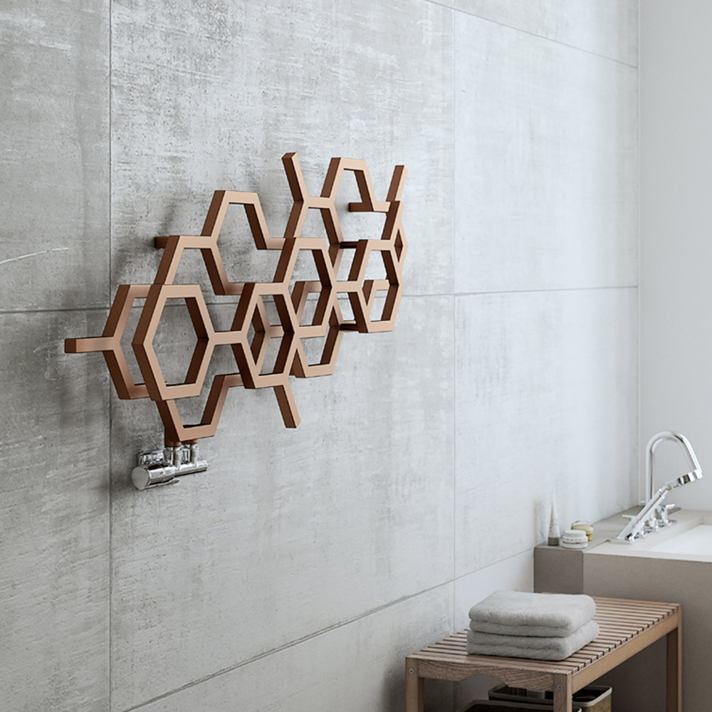 Terma Hex 1081 BTU Bright Copper Radiator 502 x 1126mm Image 7