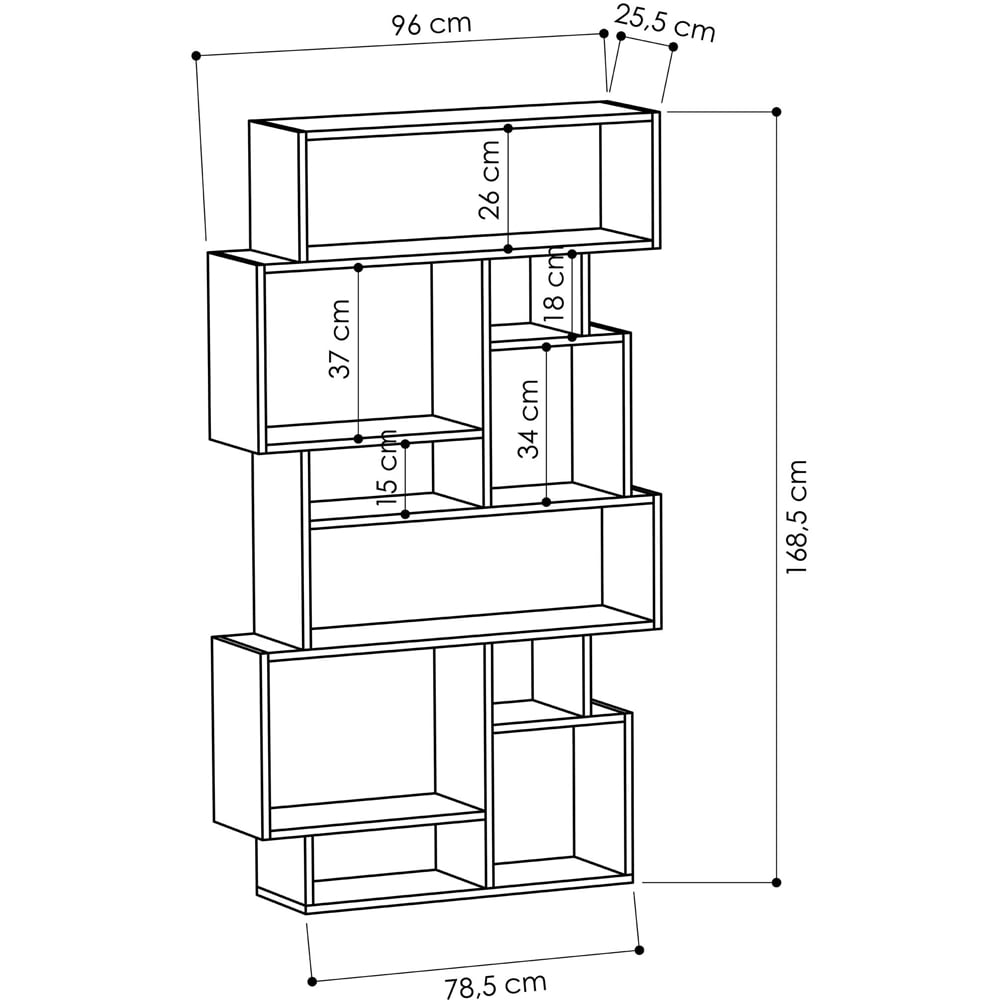 Decortie Karmato 10 Shelf Sandstone Asymmetric Tall Freestanding Bookcase Image 7