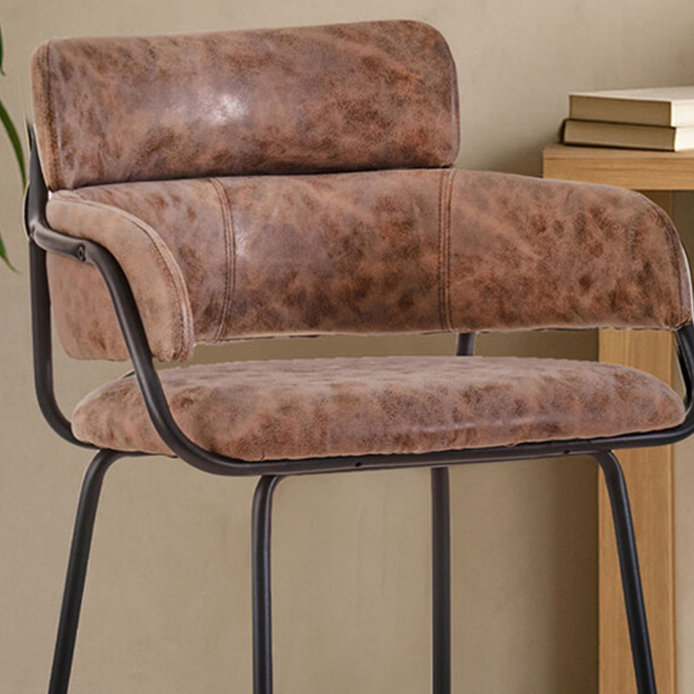 Premier Housewares Tamzin Brown Faux Leather Bar Chair Image 2
