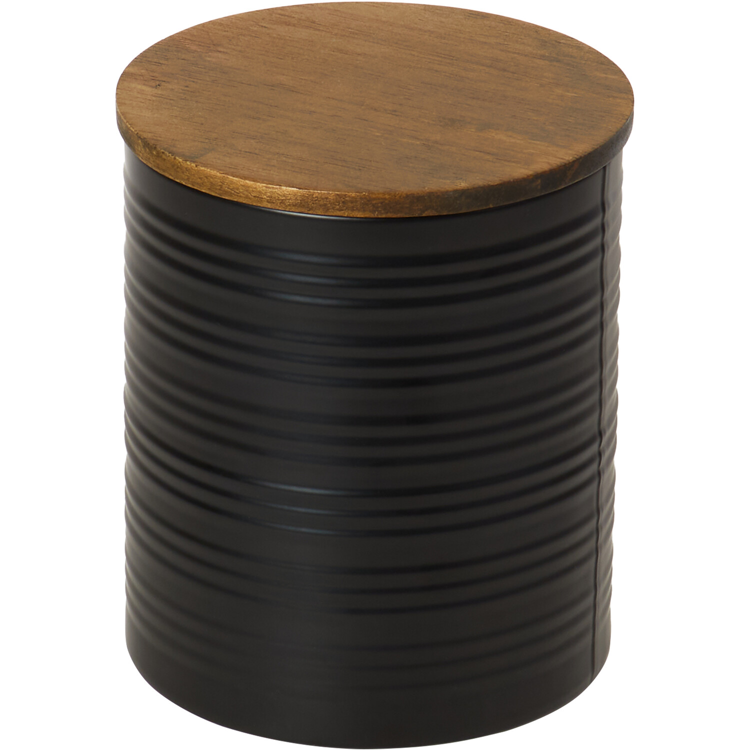 Malmo Embossed Canister with Acacia Lid - Black Image 3