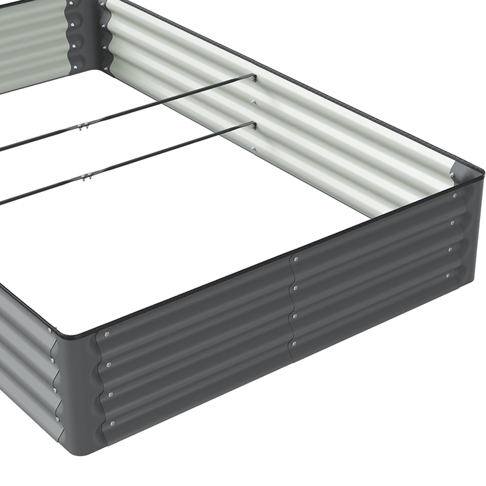 Living and Home Dark Grey Rectangular Galvanised Steel Raised Garden Bed 180 x 120cm Image 5