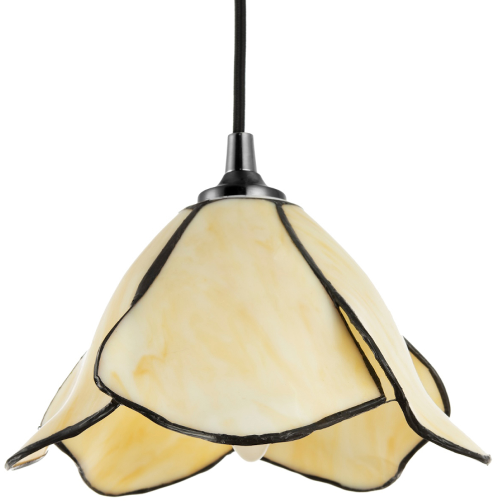 Happy Homewares Amber Cream Glass Floral Petal Pendant Lighting Shade Image 3