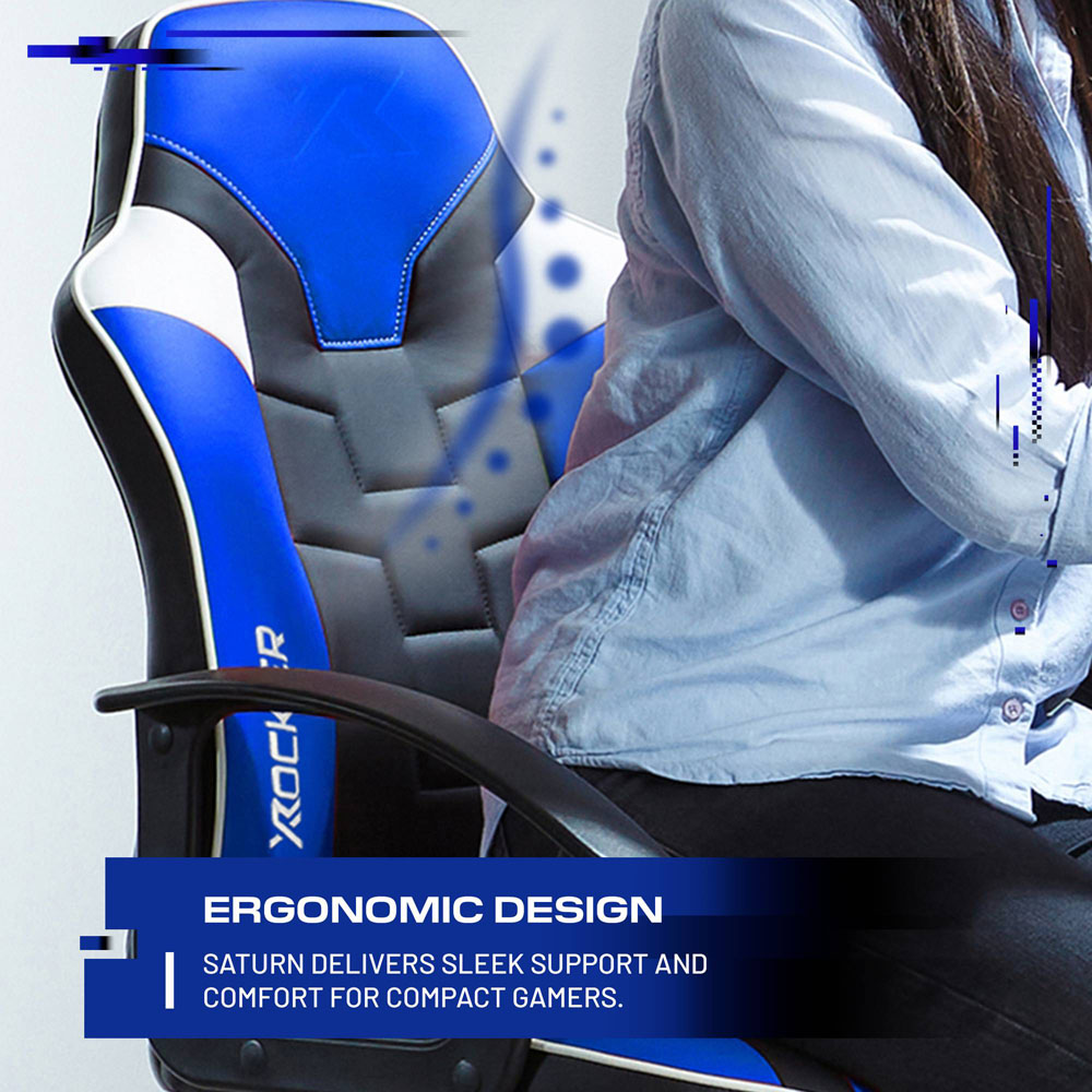 X Rocker Saturn Black and Blue Mid-Back Wheeled Esport Gaming Chair Image 4