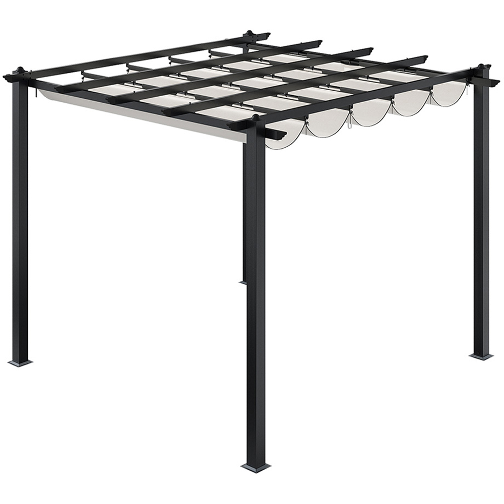 Living and Home Black Aluminium Pergola with Retractable Roof Image 2