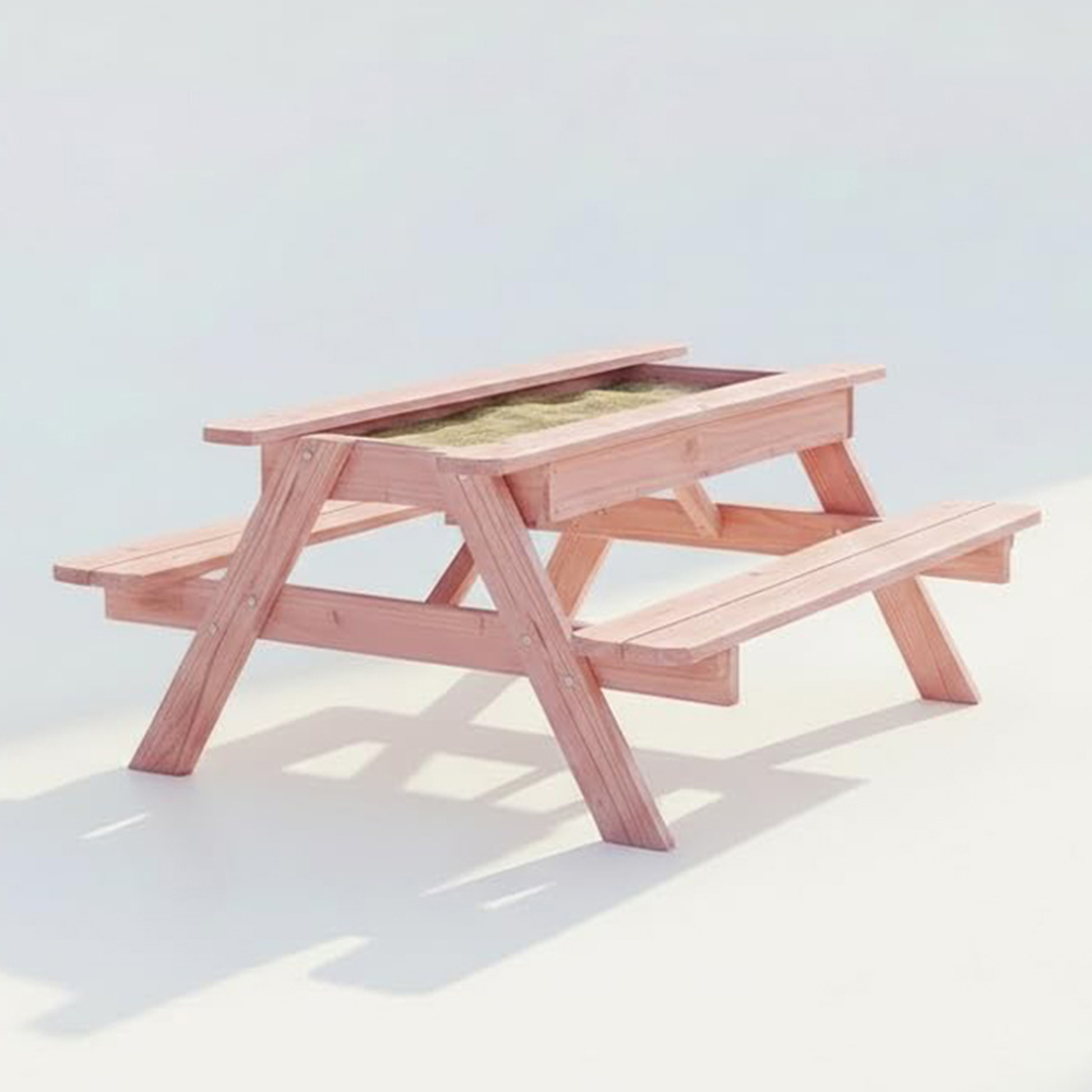 AMATA Children's Powder Pink Wooden Garden Table with Interchangeable Top Image 6