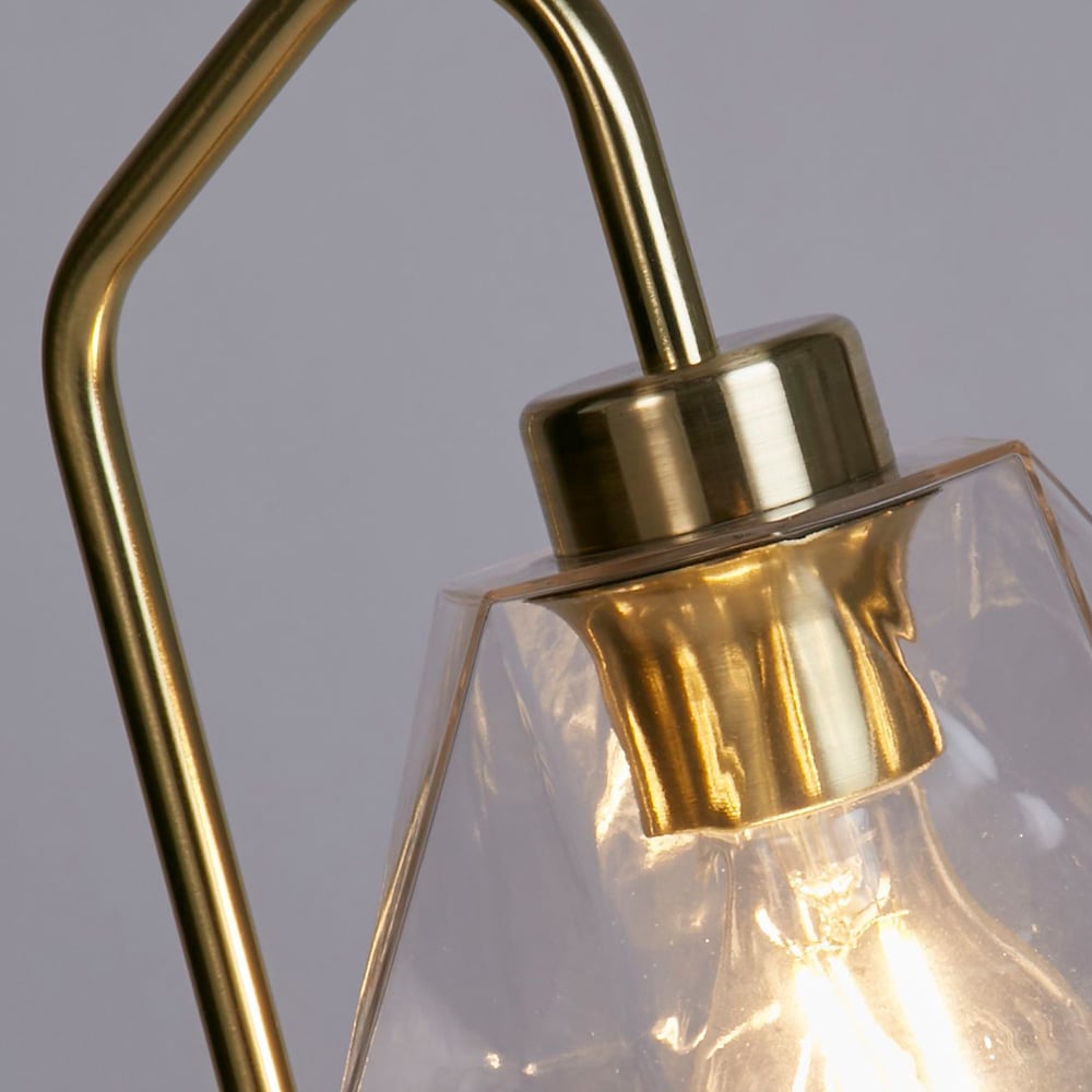 Lighting Collection Satin Brass and Clear Glass Lamp Image 4