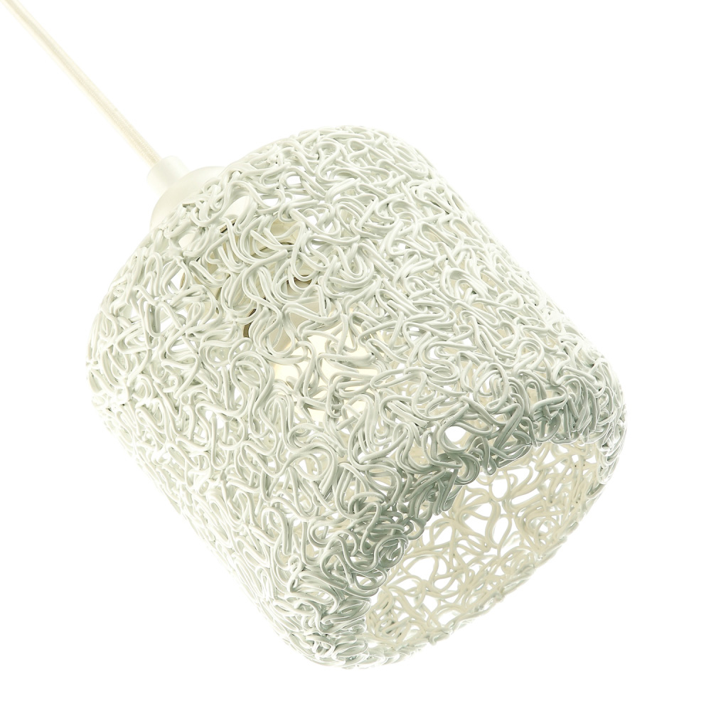 Happy Homewares Industrial Retro Style Twisted Wire Mesh Metal White Gloss Pendant Shade Image 4