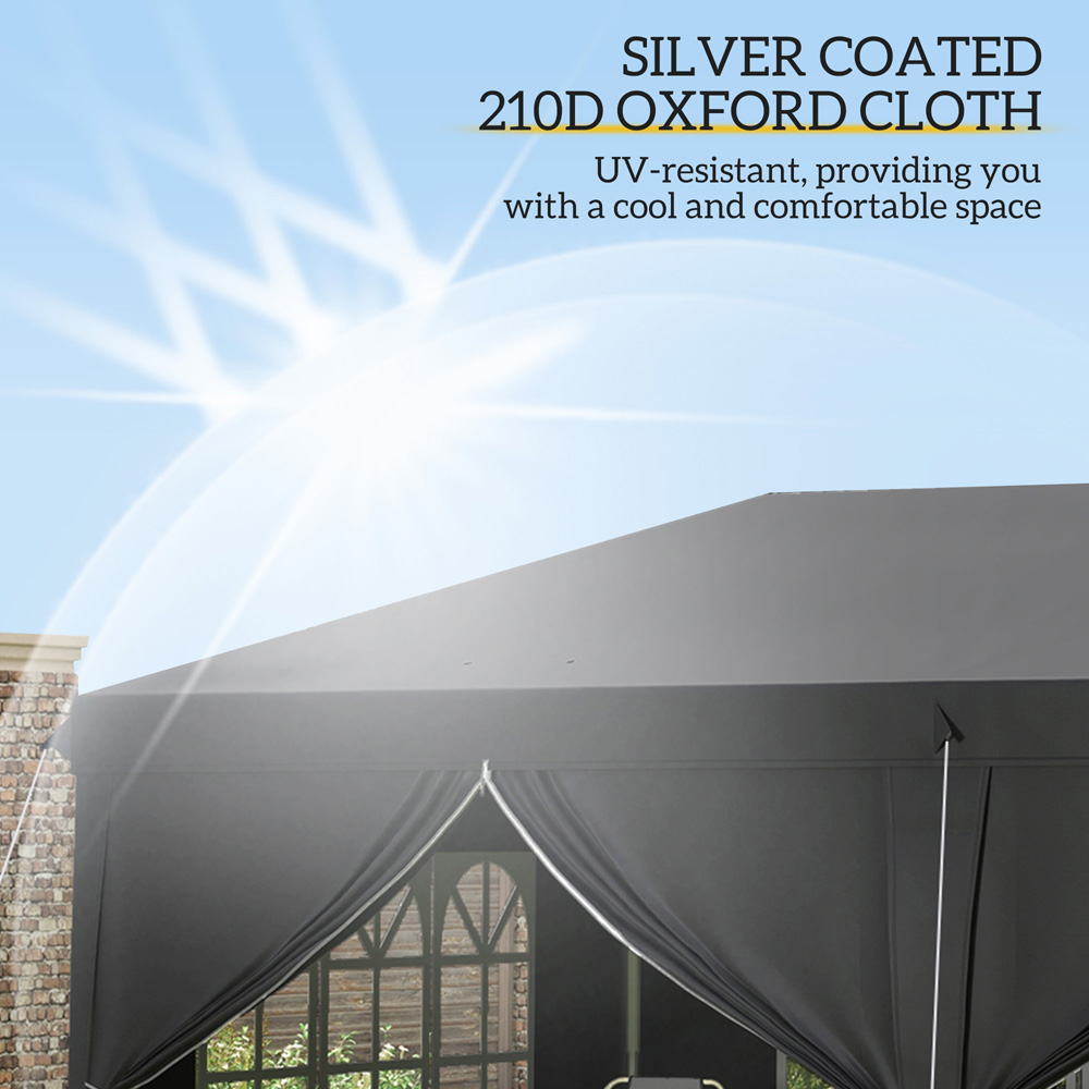 Outsunny 3 x 6m Black Pop Up Gazebo with Sides Image 6