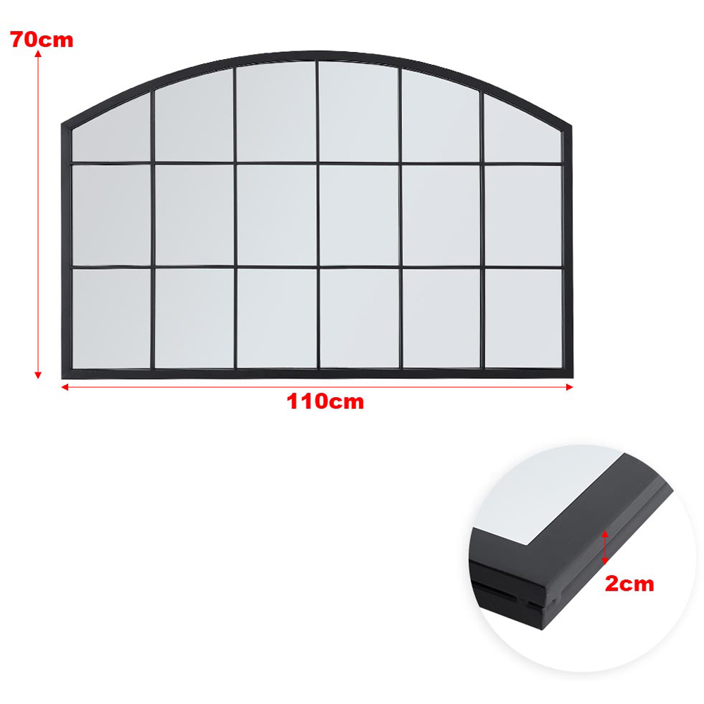 Living and Home Black Arched Wall Mirror with Metal Frame Image 8