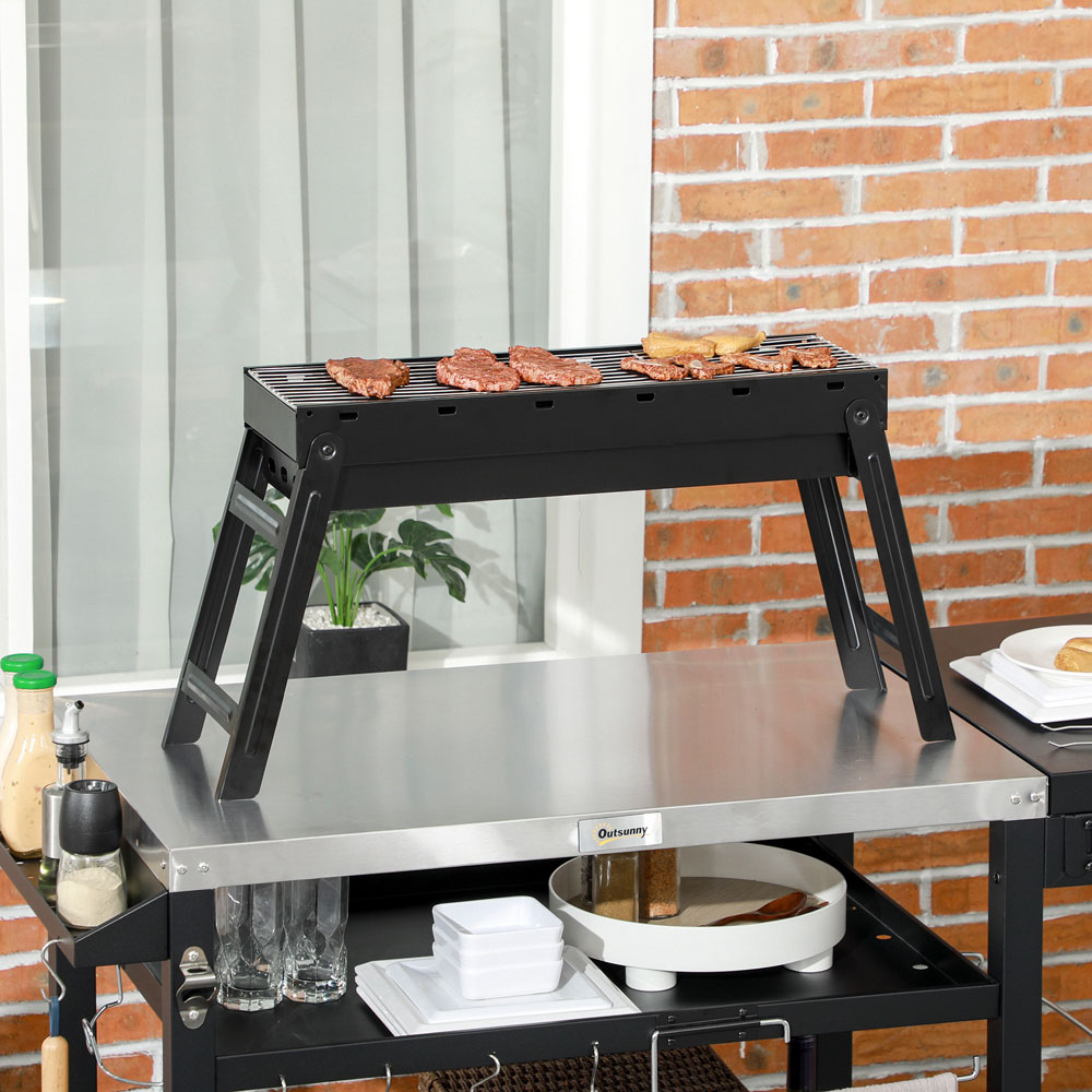 Outsunny Black Portable Charcoal Grill with Pull Out Charcoal Basin Image 2