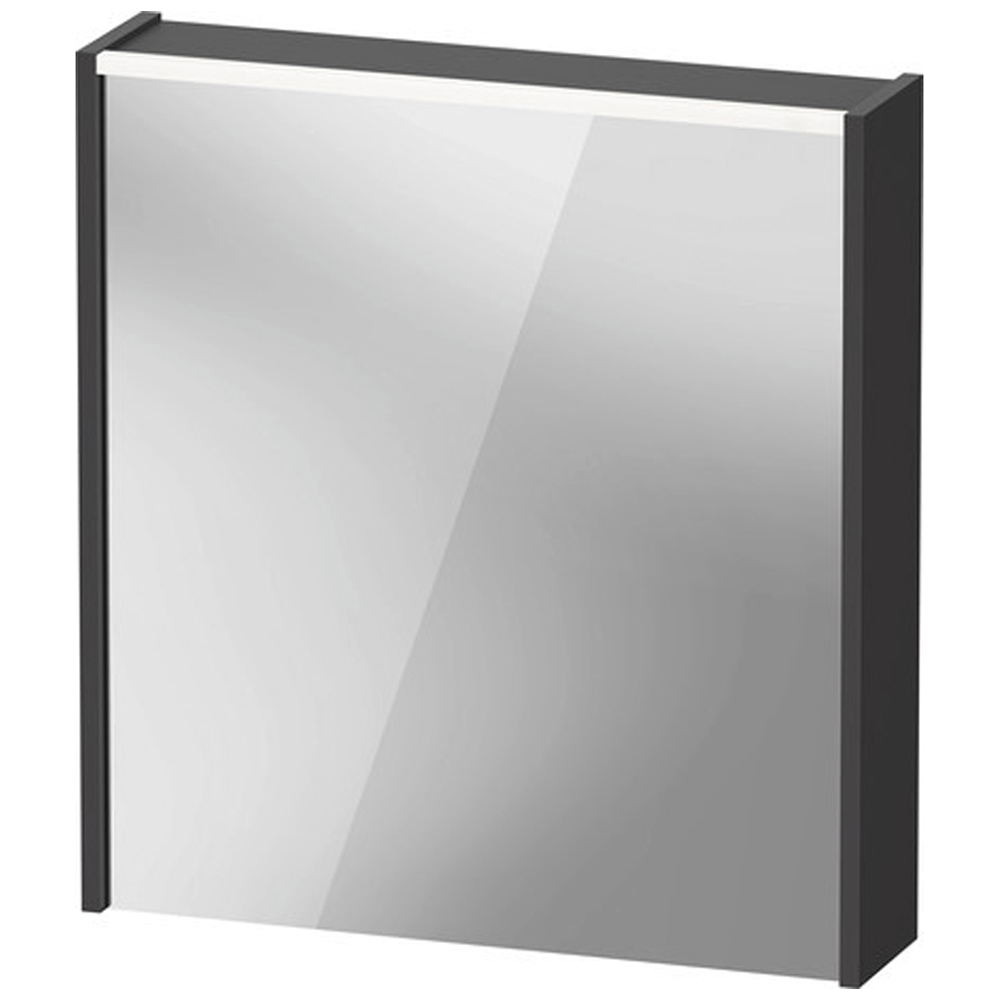 Duravit D-Code Left Opening Matt Graphite Illuminated Mirror Cabinet 650 x 700mm Image 2