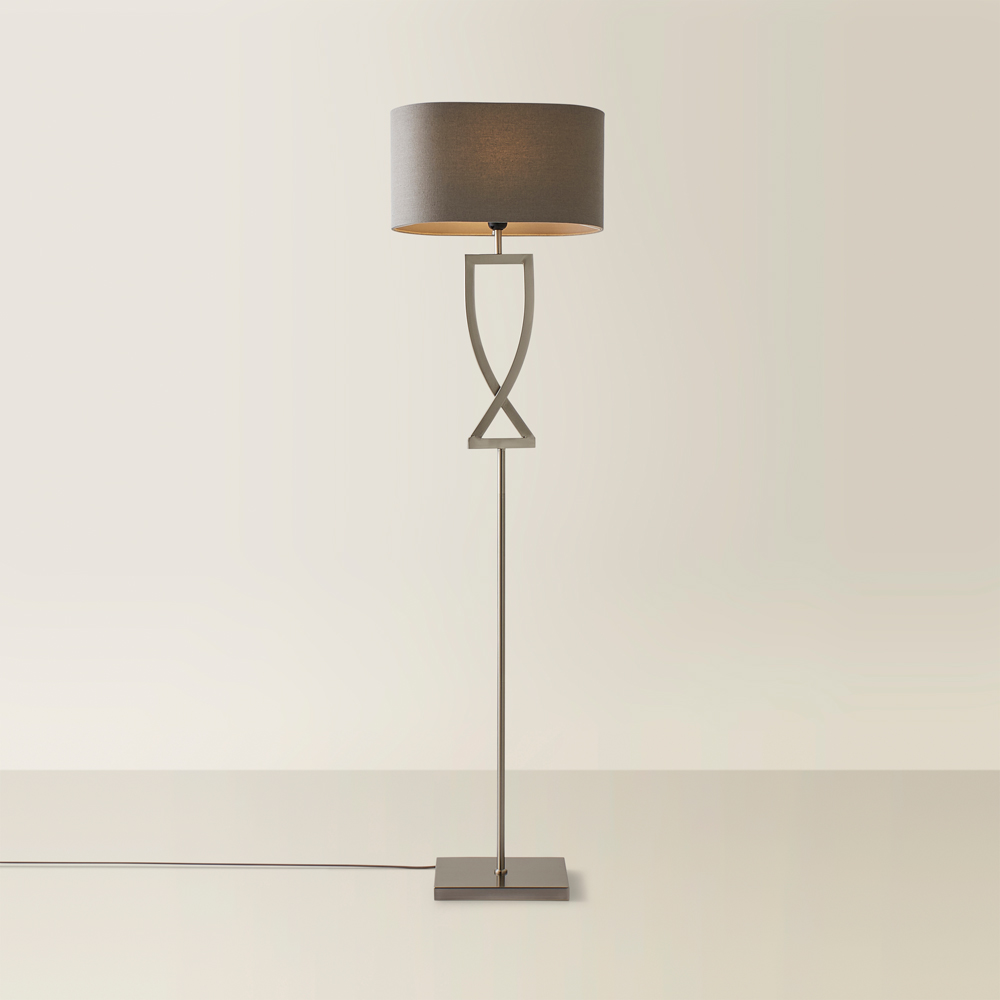 ValueLights Katniss Crossover Chrome and Grey Shade Metal LED Floor Lamp Image 3