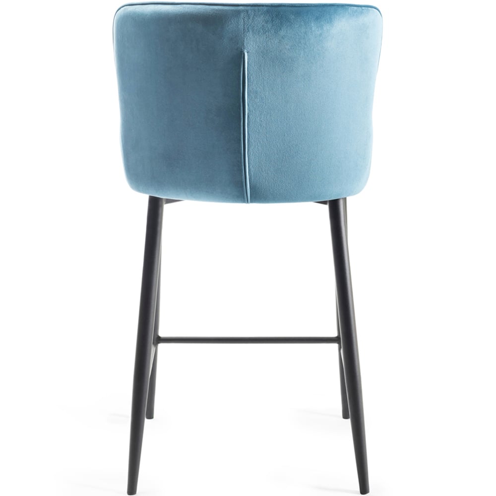 Bentley Designs Cezanne Set of 2 Petrol Blue Velvet Fabric Upholstered Barstool Image 5