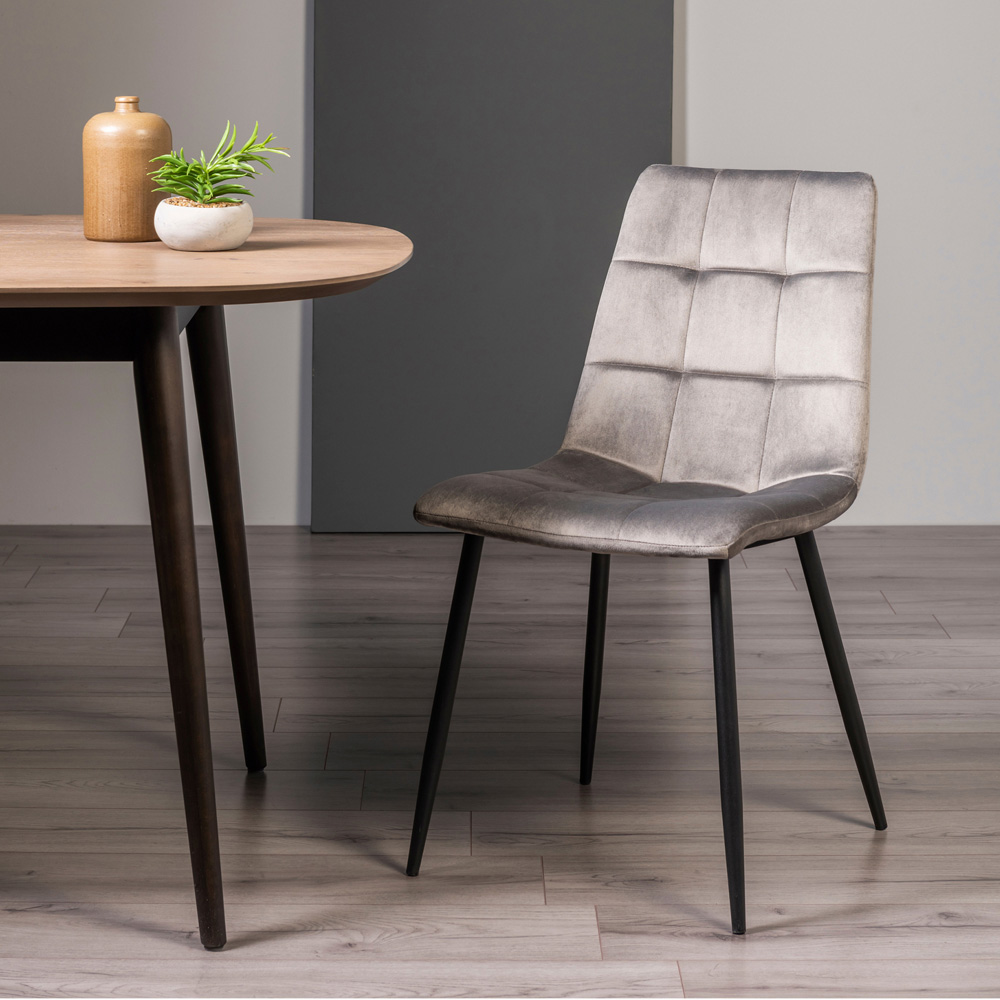 Bentley Designs Mondrian Set of 2 Grey Velvet Dining Chair Image 6