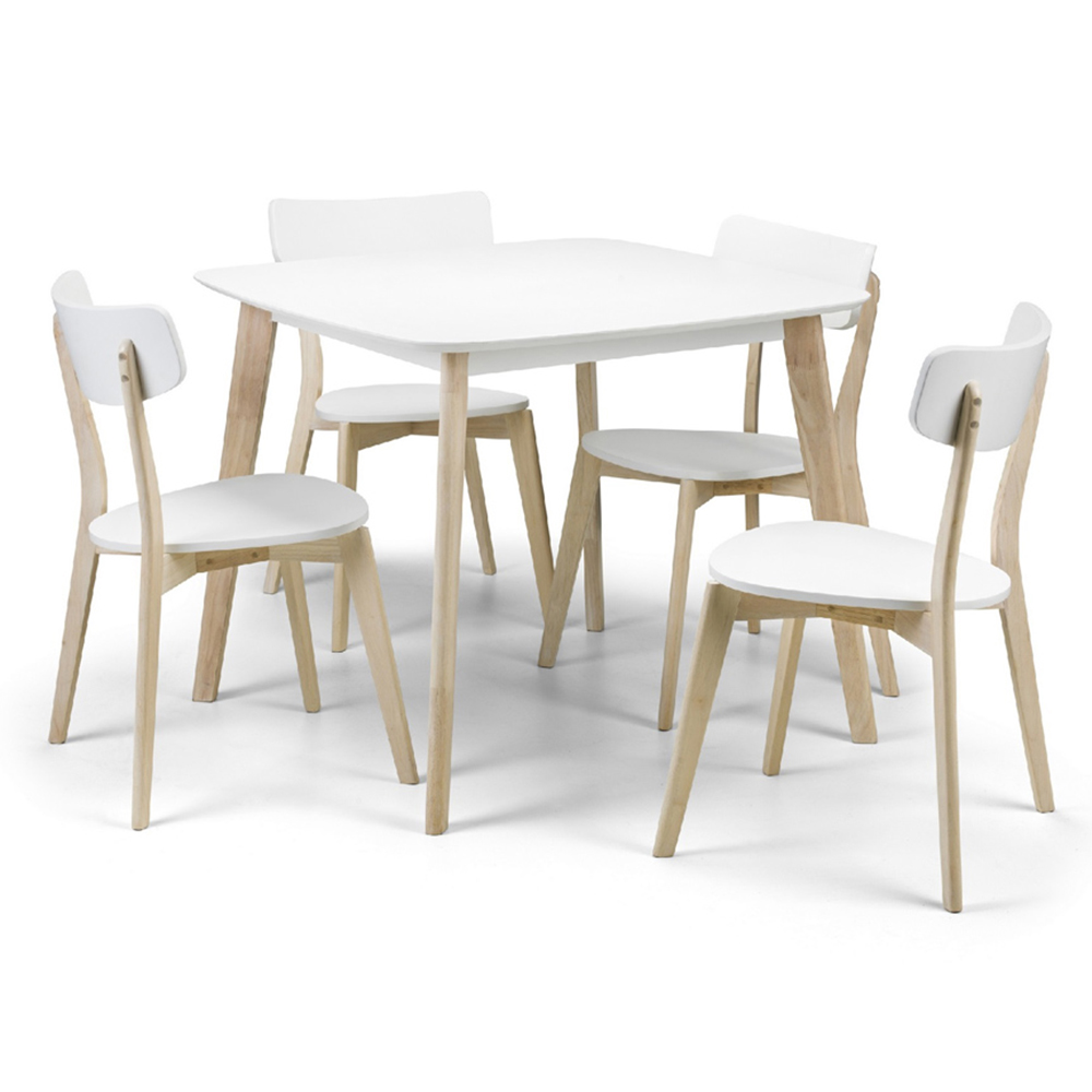 Julian Bowen Casa Square 4 Seater Dining Table White and Oak Image 2