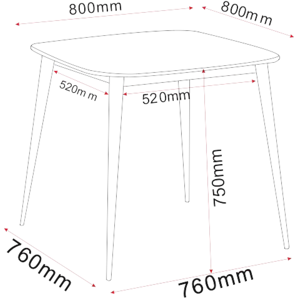 Core Products Aspen 2 Seater Square Dining Table Gloss White Sintered Stone and Black Image 8