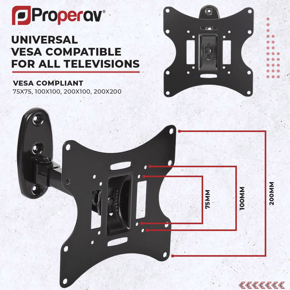 Properav Black Swing Arm TV Wall Bracket 23 to 46 inch Image 5