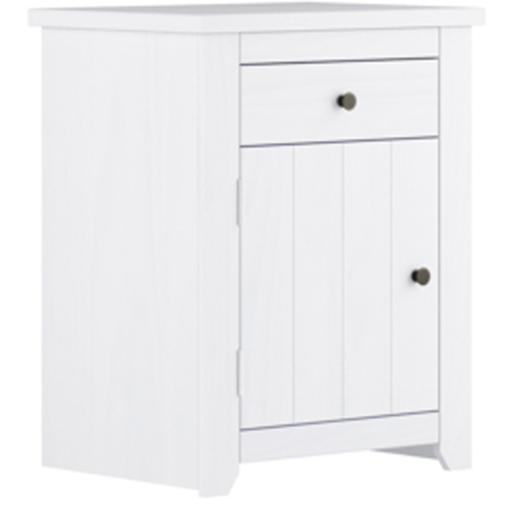 Havana Single Door Single Drawer White Bedside Cabinet Image 3