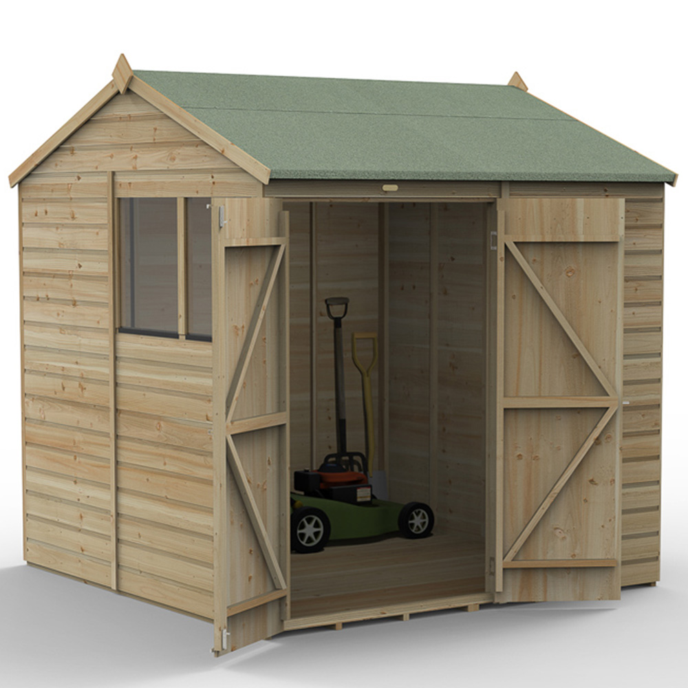 Forest Garden Beckwood 7 x 7ft Double Door 2 Windows Shiplap Reverse Apex Shed Image 3