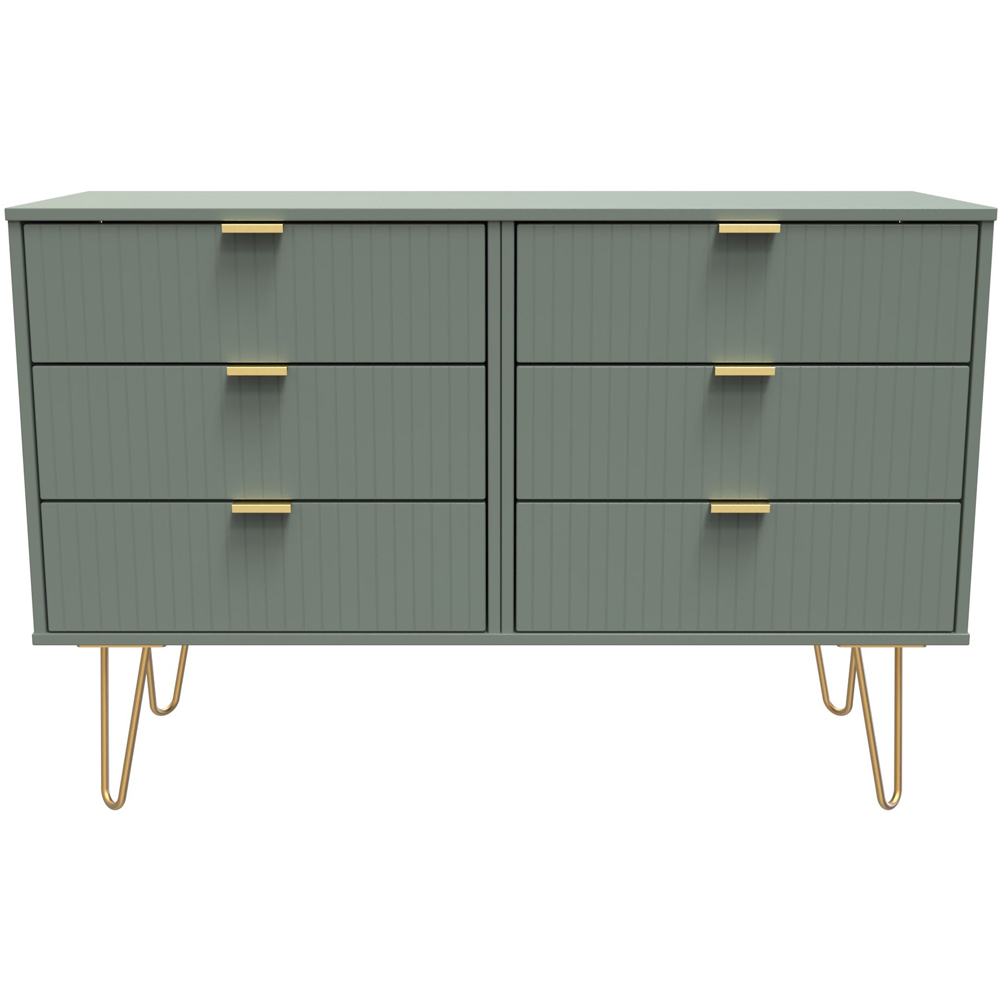 Crowndale 6 Drawer Reed Green Wide Chest of Drawers Ready Assembled Image 3