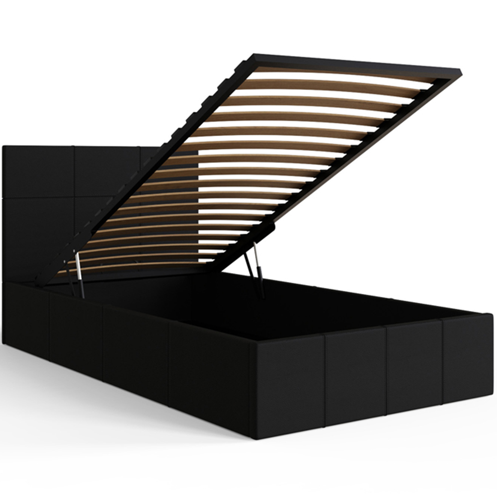 GFW Single Black Faux Leather End Lift Ottoman Bed with Bonnell Mattress Image 4