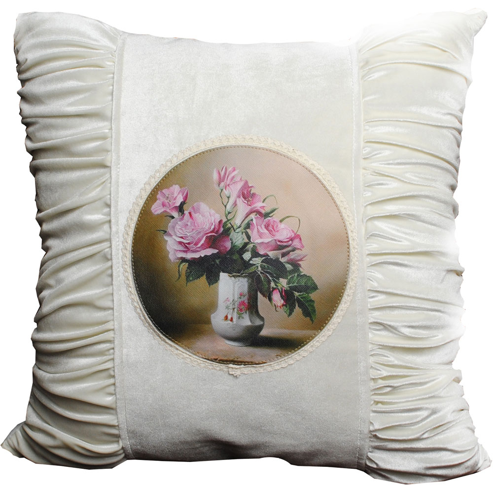 Intimates Velvet Pleated Floral Filled Cushion 45 x 45cm 2 Pack Image 1